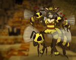 5:4 absurd_res accessory ambiguous_gender antennae_(anatomy) anthro arthropod bat bat_ears bee bee_costume blue_eyes brown_hair canid canine collar crown feral flower flower_in_hair flying fox group hair hair_accessory headgear heart_symbol hi_res highlights_(coloring) hybrid hymenopteran insect insect_wings kiba_(crescentwolf) mammal metal_fox117 microsoft minecraft mojang plant riding wings xbox_game_studios