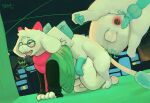anal anal_penetration animal_genitalia animal_penis anthro anthro_on_feral anthro_penetrated backsack balls bestiality biting_clothing bodily_fluids city cityscape clothed clothing deltarune doggystyle duo eyewear feline_genitalia feline_penis feral feral_penetrating feral_penetrating_anthro from_behind_position gaping genitals glasses glibnel hi_res horn humanoid_genitalia looking_pleasured male male/male musk open_mouth partially_clothed pawpads paws penetration penile_spines penis ralsei scarf sex tasque undertale_(series)