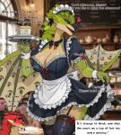 anthro breasts capcom clothed clothing dragon english_text european_mythology female flying_wyvern heart_symbol hi_res looking_at_viewer maid_uniform monster_hunter mythological_creature mythological_scalie mythology rath_wyvern rathian scales scalie text uniform western_dragon wings wonderin_dragon wyvern