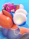 3:4 animate_inanimate balloon breast_growth breasts elysianelly glistening growth hi_res inflatable latex living_inflatable pool_toy pooltoy_transformation seam_(sewing) transformation