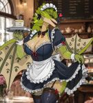 anthro breasts capcom clothed clothing dragon european_mythology female flying_wyvern heart_symbol hi_res looking_at_viewer maid_uniform monster_hunter mythological_creature mythological_scalie mythology rath_wyvern rathian scales scalie uniform western_dragon wings wonderin_dragon wyvern