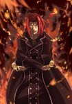  card cigarette coat delf fire highres holding holding_card magic_circle male_focus red_eyes red_hair smoking solo stiyl_magnus to_aru_majutsu_no_index 