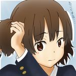  adjusting_hair bad_id bad_pixiv_id brown_hair close-up k-on! machahiro_(shiitake) portrait school_uniform solo suzuki_jun 