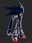  blue blue_body claws glowing_eyes grey_background machine mecha_sonic mechanical metal plain_background red_eyes robot sefirothde sega solo sonic_(series) spikes 
