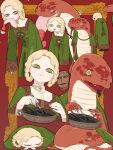 1n7mm 2024 3:4 5_fingers anthro arms_bent arthropod blank_expression blonde_hair bodily_fluids bowl braided_hair cape cape_only claws clothed clothing coiled_up colored container contiguous_snout crustacean cute_fangs cutlery digital_drawing_(artwork) digital_media_(artwork) dress earless eating elden_ring embroidery eyes_closed fangs female fingernails fingers flat_colors food food_bowl food_in_mouth footwear fork forked_tongue fromsoftware green_cape green_clothing green_dress green_eyes grey_claws hair head_on_hands head_on_lap hi_res holding_fork human hunched_over kitchen_utensils legged_snake line_art long_body long_neck mammal manserpent mask mostly_nude multiple_forms multiple_poses nails nervous nervous_sweat nude on_lap open_mouth pet_bowl picture_frame pose pupils question_mark rear_view red_background red_body red_scales reptile scales scalie seafood sharp_teeth shoes short_legs simple_background sleeping slit_pupils snake snout solo sweat sweatdrop tan_body teeth tongue tongue_out tools ventral_scales wide_crotch zorayas zorayas_(human_form)