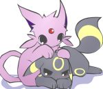  alpha_channel ambiguous_gender blush cheek_tuft duo eeveelution espeon feral fluffy looking_at_viewer lying nintendo paws pok&eacute;mon pok&eacute;mon_(species) shin_(artist) sitting tuft umbreon video_games 