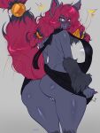 anthro big_breasts blush blush_lines breasts clothing embarrassed eyewear fan_character female generation_5_pokemon genitals glasses hi_res meme meme_clothing nintendo pokemon pokemon_(species) solo surprised sweater thick_thighs topwear virgin_killer_sweater vulva wearing_glasses yuwi-cyu zoroark