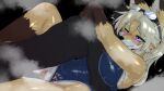  1boy 1girl animal_ear_fluff animal_ears animal_nose black_background blue_eyes blue_one-piece_swimsuit blush body_fur breasts brown_fur censored clothed_female_nude_male clothed_sex clothing_aside fox_ears fox_girl furry furry_female goggles goggles_on_head hetero highleg hug large_breasts lovehinba missionary mosaic_censoring multicolored_fur nose_blush nude one-piece_swimsuit orange_fur penis pussy sex solo_focus spread_legs swimsuit swimsuit_aside thick_eyebrows vaginal wet wet_clothes white_fur 
