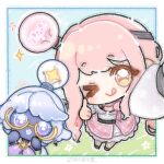  >_o 1girl 1other :q ;q bare_legs bare_shoulders belt black_belt black_bow black_ribbon blue_eyes blue_skin blue_sky bow bow_choker bowtie bra_strap brooch brown_eyes character_request chibi chinese_commentary choker cloak closed_mouth colored_eyelashes colored_skin commentary_request day eyes_visible_through_hair faewish_sprite fins frilled_shirt frilled_skirt frills gender_request glasses gradient_eyes hair_bow hair_ornament hair_ribbon hands_on_own_cheeks hands_on_own_face happy head_fins hexagram highres hill infinity_nikki jewelry layered_skirt light_blush light_bulb long_hair long_sleeves low_twintails medium_skirt multicolored_eyes nikki_(nikki) nikki_(series) off-shoulder_shirt off_shoulder one_eye_closed outdoors outside_border perfect_start_(infinity_nikki) pink_bow pink_bowtie pink_choker pink_hair pink_ribbon pink_skirt print_skirt print_sleeves puffy_long_sleeves puffy_sleeves purple_bow purple_bowtie purple_eyes ribbon selfie semi-rimless_eyewear shirt shoes short_hair skirt sky smile snowflake_necklace snowflake_print sparkle star_brooch tareme thumbs_up tongue tongue_out tress_ribbon twintails two-tone_eyes under-rim_eyewear very_long_hair watermark wavy_hair weibo_watermark white_cloak white_hair white_shirt white_shoes white_skirt xiaoyu_qixing yellow-framed_eyewear 