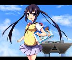  akiyama_mio bad_id bad_pixiv_id bag black_hair brown_eyes hirasawa_yui k-on! kurou_(quadruple_zero) long_hair nakano_azusa school_uniform solo tokyo_big_sight twintails 