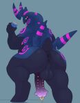 animal_genitalia animal_penis anthro anus balls beverage big_butt blue_background butt equine_genitalia equine_penis frenum_ladder frenum_piercing furgonomic_piercing furgonomics generation_5_pokemon genital_piercing genitals hi_res horn horn_piercing huge_butt ladder_piercing male nintendo pendleton penis penis_piercing piercing pokemon pokemon_(species) prince_albert_piercing puffy_anus rear_view ring_ring scolipede simple_background soda solo xeniamorph