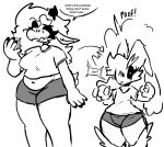 anthro before_and_after big_breasts black_sclera blush bovid breast_shrinking breasts caprine clothed clothing digital_media_(artwork) english_text female fur generation_4_pokemon girlpenisworld goat greyscale hair hazel_(girlpenisworld) height_reduction hi_res horn instant_transformation lagomorph lopunny mammal monochrome nintendo pokemon pokemon_(species) pokemon_speak poof poof_effect poof_transformation sequential_arrow solo species_transformation tail text thick_thighs trans_(lore) trans_woman_(lore) transformation