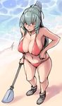  beach bikini blush boots breasts cleavage day large_breasts oar older outdoors red_eyes rozen_maiden silver_hair sketch solo suigintou swimsuit tsuda_nanafushi water 