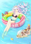  absurdres afloat amami_haruka barefoot bikini breasts cake checkerboard_cookie cherry chibi cleavage cookie crazy_straw drink drinking_straw feet floating_hair food front-tie_top fruit glass hairband highres hoshii_miki idolmaster idolmaster_(classic) innertube jar kisaragi_chihaya large_breasts lavender_hair long_hair maid minase_iori minigirl moonhackle multiple_girls navel purple_eyes rubber_duck shijou_takane side-tie_bikini signature sleeping smile spoon swimsuit takatsuki_yayoi very_long_hair water wavy_hair 