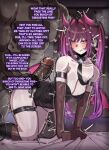  1boy 1girl all_fours arm_strap armpit_crease azki_(hololive) azki_(little_devil)_(hololive) bare_shoulders black_boots black_choker black_leotard black_necktie black_tail black_tiara blacked_female blurry blurry_background blush boots breasts brown_gloves choker clothed_female_nude_male collarbone dark_skin demon_girl demon_horns demon_tail demon_wings ear_piercing elbow_gloves english_text erection feet_out_of_frame gloves gradient_horns hair_between_eyes hand_on_another's_ass heart heart-shaped_pupils hetero heterochromia highres hololive horns huge_penis imminent_penetration indoors interracial kneehighs large_breasts leotard long_hair looking_at_viewer low_wings multicolored_horns multiple_piercings necktie ntr5304 nude official_alternate_hairstyle penis piercing pink_eyes pink_horns purple_hair queen_of_spades_symbol race_fetishism race_fetishism_symbol sheet_grab short_necktie socks spade_(shape) spade_brooch speech_bubble steaming_body strapless strapless_leotard symbol-shaped_pupils tail thigh_strap thighs tiara twintails uncensored veins veiny_penis very_dark_skin very_long_hair virtual_youtuber wings 