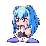  1girl artist_request black_dress blue_hair blue_shoes copyright_notice dress izayoi_runa jacket jikkyou_powerful_pro_yakyuu jikkyou_powerful_pro_yakyuu_(style) long_hair multicolored_shoes no_mouth official_art purple_eyes rayman_limbs shoes solo tachi-e transparent_background twintails two-tone_shoes white_jacket white_shoes 