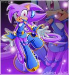  boots captricosakara female gloves multi-colored_body multicolored_clothing original_character pink_eyes purple purple_background purple_eyes sega skirt solo sonic_(series) sonic_fancharacter sparkles tongue zoom_layer 