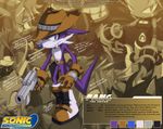  belt blue_eyes boots fangs gloves gun hat multi-colored_body multicolored_clothing nack_the_weasel profile purple ranged_weapon sega shadow_the_hedgehog sonic_(series) syaming_li tail wallpaper weapon 