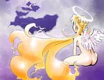  1girl angel bishoujo_senshi_sailor_moon blonde_hair halo long_hair night niplees nude solo tsukino_usagi wings 
