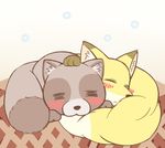  canine couple darkfiremissle eyes_closed feral fox mammal sleeping tanuki 