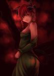  animal_ears bad_id bad_pixiv_id bare_shoulders braid cat_ears cat_tail dress kaenbyou_rin kirieppa looking_at_viewer off_shoulder red_eyes red_hair ribbon smile solo tail touhou twin_braids 