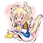 animal_ears blonde_hair cat_ears cat_tail chibi extra_ears gold hoshizuki_(seigetsu) kemonomimi_mode mizuhashi_parsee open_mouth puru-see scarf sitting solo tail touhou trembling |_| 