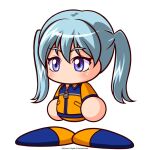  1girl artist_request blue_eyes blue_hair blue_jacket blue_shoes commentary_request copyright_notice jacket jikkyou_powerful_pro_yakyuu jikkyou_powerful_pro_yakyuu_(style) jikkyou_powerful_soccer kazanin_eru long_hair multicolored_jacket multicolored_shoes no_mouth official_art orange_jacket orange_pants orange_shirt orange_shoes pants rayman_limbs shirt shoes simple_background solo tachi-e track_jacket twintails two-tone_shoes white_background 
