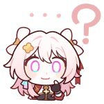  ... 1girl ? black_gloves chibi chibi_only closed_mouth commentary confused english_commentary fingerless_gloves gloves hair_between_eyes hair_ornament honkai:_star_rail honkai_(series) long_hair looking_at_viewer march_7th_(honkai:_star_rail) march_7th_(hunt)_(honkai:_star_rail) official_art pink_eyes pink_hair pointing pointing_at_self solo transparent_background 