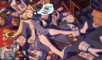  absurdres bangboo_(zenless_zone_zero) blonde_hair boots coat commentary_request feet highres jfzm001 norma_hollowell open_clothes shorts sleeping thighhighs white_boots zenless_zone_zero 