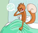  &lt;3 bed blanket blush buckteeth male mammal pillow rodent scaredy_squirrel scaredy_squirrel_(character) solo squirrel sweat unknown_artist 