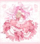  ;d animal_ears bespectacled bouquet bow bunny_ears di_gi_charat dice dress feathers flower frills gathers glasses hair_bow hair_ornament heart long_hair one_eye_closed open_mouth pink pink_eyes pink_flower pink_hair pink_rose rara419 rose smile solo usada_hikaru 