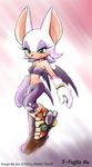  bat boots breasts cleavage clothed clothing female gloves green_eyes hair half-closed_eyes j-fujita j_fujita mammal midriff navel pants rouge_the_bat sega solo sonic_(series) tail white white_clothing white_hair wings 