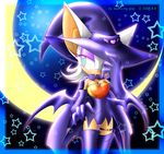  bat boots breasts cleavage clothed clothing cyan_eyes dress female hair hat magic_user mammal moon rouge_the_bat sash0 sega solo sonic_(series) stars white white_hair wings witch 