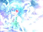  bad_id bad_pixiv_id blue_eyes blue_hair heterochromia open_mouth red_eyes short_hair skirt smile solo tatara_kogasa touhou yuya_(minus-k) 