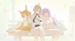  3girls angel_wings animal_ear_fluff animal_ears bikini black_one-piece_swimsuit blonde_hair blue_archive book breasts closed_eyes commentary crossed_legs earrings extra_ears feathered_wings fox_ears frilled_bikini frills holding holding_book hoop_earrings jacket jewelry large_breasts long_hair long_sidelocks mika_(blue_archive) mika_(swimsuit)_(blue_archive) multiple_girls nagisa_(blue_archive) nagisa_(swimsuit)_(blue_archive) official_alternate_costume official_alternate_hairstyle one-piece_swimsuit ouo_(ouoq2) pink_hair ponytail seia_(blue_archive) seia_(swimsuit)_(blue_archive) sidelocks sitting sleeping small_breasts swimsuit thighs visor_cap white_bikini white_one-piece_swimsuit white_wings wings yellow_jacket 