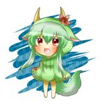  :3 animal_ears bad_id bad_pixiv_id blue_eyes blue_hair blush bow chibi cirno dog_ears dog_tail fang green_hair green_skirt hat hat_with_ears hood horn_ribbon horns kamishirasawa_keine kemonomimi_mode long_sleeves open_mouth rebecca_(keinelove) red_eyes ribbon shoes short_hair skirt smile socks solo standing tail touhou 