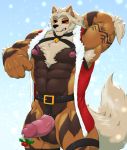  anthro arcanine armpit_hair balls bondage_gear christmas croiyan erection genital_piercing holidays humanoid_penis male muscular muscular_male nintendo nipples pecs penis penis_piercing piercing pok&eacute;mon pok&eacute;mon_(species) prince_albert_piercing snow solo standing vein video_games 