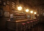  bar_(place) bar_counter bar_stool blue_archive bottle brown_theme ceiling ceiling_light certificate crt cup game_asset hanging_light indoors jar jukebox lamp mug no_humans non-web_source official_art ornate perspective picture_frame scenery shelf stool teapot television warm_colors wide_shot wooden_floor wooden_wall 