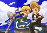  2boys blonde_hair blue_eyes blush brown_eyes gash_bell konjiki_no_gash konjiki_no_gash!! multiple_boys open_mouth smile ted_(konjiki_no_gash) 