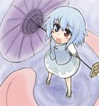  :p bad_id bad_pixiv_id blue_eyes blue_hair blush geta heterochromia karakasa_obake kibisake purple_umbrella rain red_eyes short_hair skirt solo tatara_kogasa tongue tongue_out touhou umbrella 