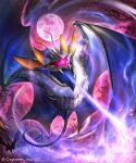  animal_ears bat_(animal) bat_(shadowverse) bat_ears bat_wings blue_tongue colored_tongue commentary_request copyright_name ell_(ellnun) forest highres moon nature night official_art open_mouth outdoors red_eyes red_moon shadowverse shadowverse:_worlds_beyond sharp_teeth teeth tongue tongue_out wings 