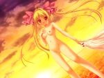  1girl :d blonde_hair blush breasts censored cloud dutch_angle floating_hair game_asset hair_intakes hair_ribbon horizon kamei long_hair looking_at_viewer mosaic_censoring navel nipples no_pussy non-web_source nude ocean official_art open_mouth outdoors pussy red_eyes ribbon sakurai_asahi_(seisenki_valkyrie_sisters) seisenki_valkyrie_sisters self-datamine sky small_breasts smile solo standing sun sunset twintails variant_set very_long_hair visual_novel_cg water 