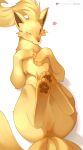  ancesra animal_focus animal_sexualization artist_name blonde_hair blue_sclera blush brown_eyes closed_mouth colored_sclera feet fox from_above full_body hands_on_own_chest happy heart highres large_variant_set legs_up long_hair looking_at_viewer lying multiple_tails ninetales no_humans non-web_source null_bulge on_back one_eye_closed own_hands_together patreon_logo patreon_username pawpads pokemon pokemon_(creature) simple_background smile soles solo tail variant_set watermark web_address white_background zoophilia 
