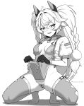  1girl braid breasts censored chinese_clothes cleavage clothes_lift clothing_cutout come_hither commentary_request flipped_sidelocks florence_(girls'_frontline_2) girls'_frontline girls'_frontline_2:_exilium greyscale hair_ornament heart heart_censor heart_in_eye highres jacket monochrome open_clothes open_jacket pa-15_(alluring_larkspur)_(girls'_frontline) pa-15_(girls'_frontline) pelvic_curtain pelvic_curtain_lift presenting_own_body presenting_own_pussy pussy side_cutout spread_legs suzu_saki symbol_in_eye thick_eyebrows thighhighs twin_braids twintails 