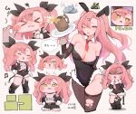  >_< 1girl absurdres against_fourth_wall alcohol amillion_(zenless_zone_zero) animal_ears beer beer_mug black_leotard blush breasts cheek_pinching chibi cleavage clothing_cutout coin commentary_request covered_navel cup deformed detached_collar elbow_gloves fake_animal_ears fang fishnet_gloves fishnet_thighhighs fishnets food food_on_face fur-trimmed_leotard fur-trimmed_shorts fur_trim gloves hands_on_own_hips highres holding holding_plate large_breasts leotard micro_shorts midriff mole mole_on_breast mole_on_thigh mug multiple_views necktie nicole_demara nose_blush one_eye_closed parody pinching pink_hair plate playboy_bunny rabbit_ears red_necktie shorts shoulder_cutout simple_background sparkle style_parody taipe_pepe thighhighs torn_clothes torn_thighhighs trickcal white_background yellow_eyes zenless_zone_zero 