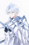  1boy angel angel_wings antenna_hair armor blue_eyes closed_mouth cosplay feathered_wings fire_emblem fire_emblem:_fortune's_weave full_armor hair_between_eyes highres honkai:_star_rail honkai_(series) joshua_waters light_smile looking_at_viewer looking_to_the_side male_eshmel_(fire_emblem) moonya multicolored_eyes neck_tattoo phainon_(honkai:_star_rail) shade shoulder_armor simple_background solo tattoo upper_body voice_actor_connection white_background white_hair white_wings wings 