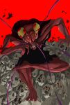  bug cockroach cursed_spirit_(jujutsu_kaisen) extra_eyes gigan_(gigan1024896) highres jujutsu_kaisen kurourushi_(jujutsu_kaisen) pile_of_skulls red_background red_eyes simple_background skull teeth 