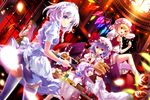  alcohol blonde_hair blue_eyes bottle braid bread cake cup drinking_glass flandre_scarlet food hat hong_meiling izayoi_sakuya multiple_girls myhilary patchouli_knowledge purple_hair red_eyes remilia_scarlet silver_hair thighhighs touhou twin_braids white_legwear wine wine_glass wings wrist_cuffs 