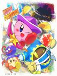  archer_kirby bandana bandana_waddle_dee blue_bandana blush_stickers bow_(weapon) commentary_request copy_ability copyright_name dated gem_apple gogoheaven_welcomehell gooey_(kirby) hat hat_feather highres holding holding_bow_(weapon) holding_polearm holding_weapon king_dedede kirby kirby_(series) kirby_fighters_2 long_tongue looking_at_viewer magolor meta_knight one_eye_closed polearm purple_hat rayman_limbs spear star_(symbol) tongue tongue_out waning_crescent_masked_dedede waxing_crescent_masked_meta_knight weapon 