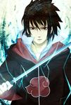  akatsuki_(naruto) black_hair highres itsuse naruto red_eyes sword uchiha_sasuke weapon 